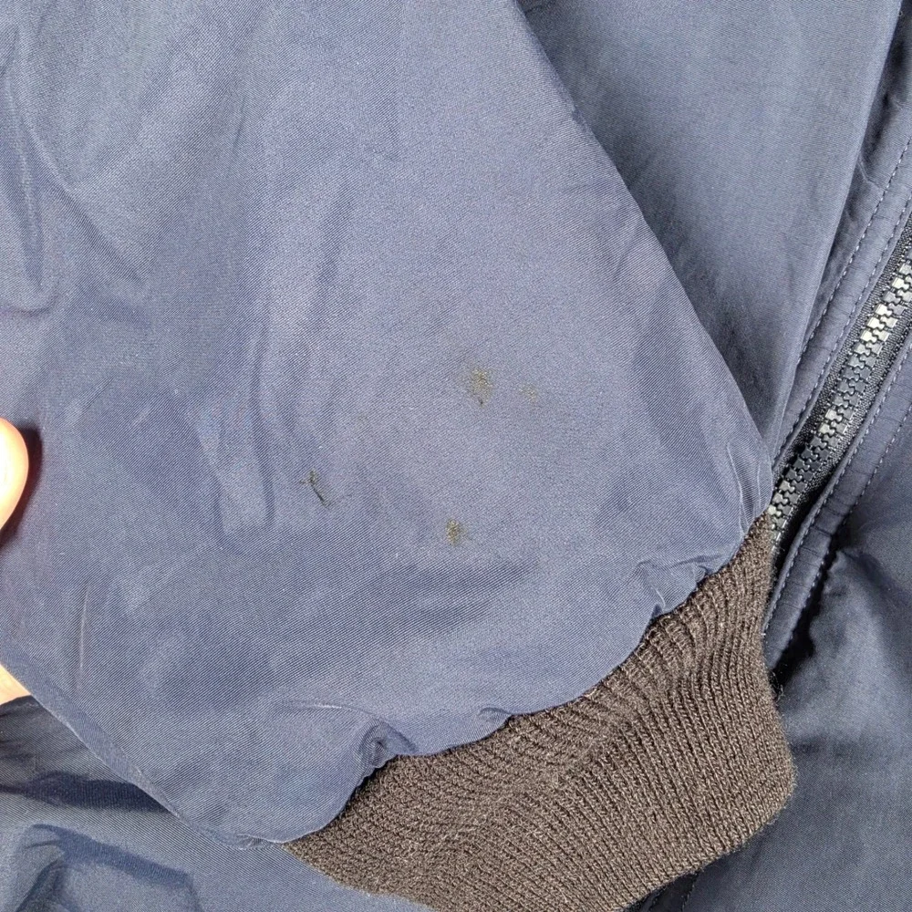 Vtg L.L. Bean Warm-Up Jacket Mens L Blue Fleece Lined Thinsulate Full Zip Bomber